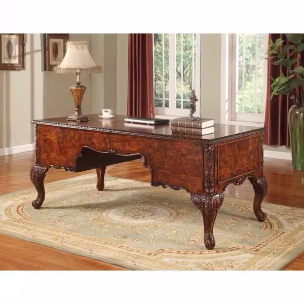 Best Master Furniture Carnegie 72 in. Traditional Walnut Solid Wood Executive Desk