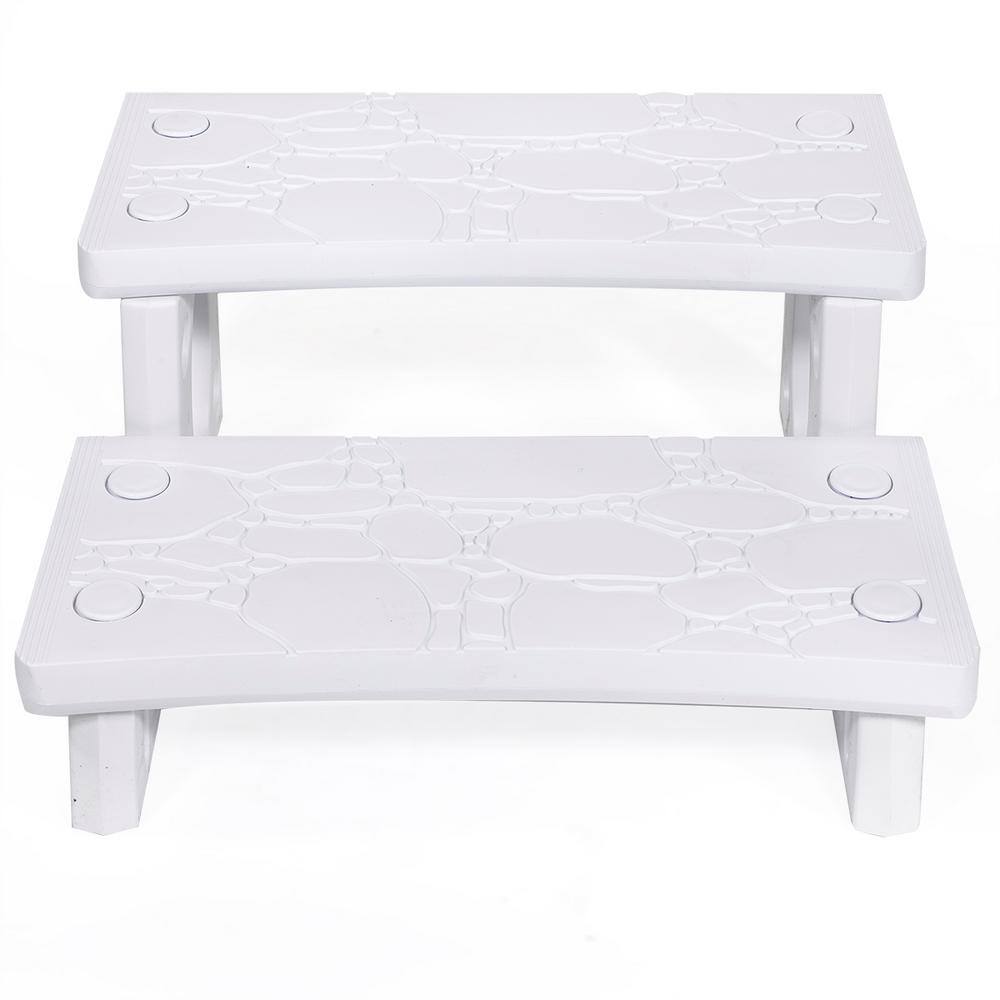 XtremepowerUS 2-Step Spa Hot Tub and Pool Step Deck in White