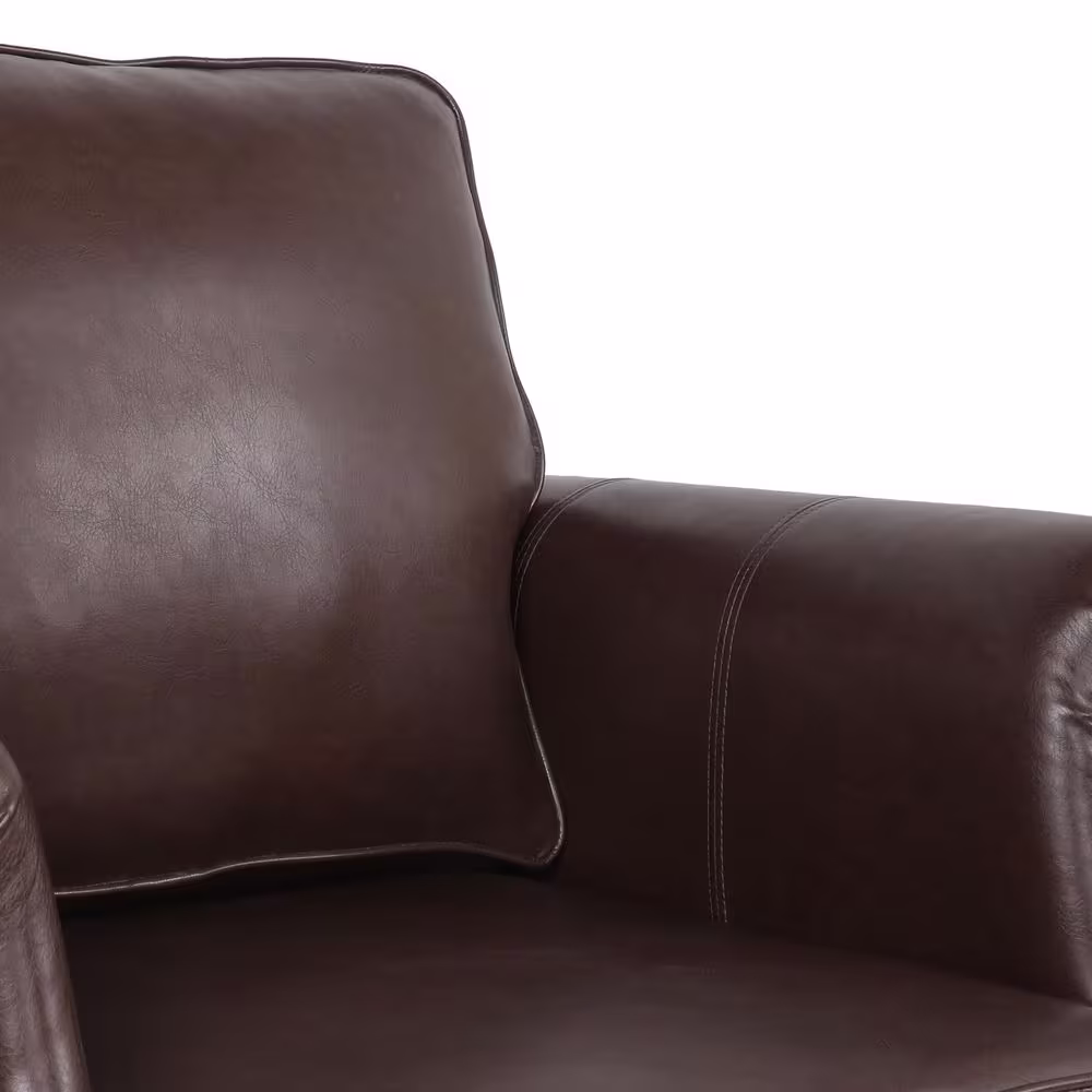 Noble House Amedou 3-Piece Faux Leather top Dark Brown Club Chair and Sofa Set