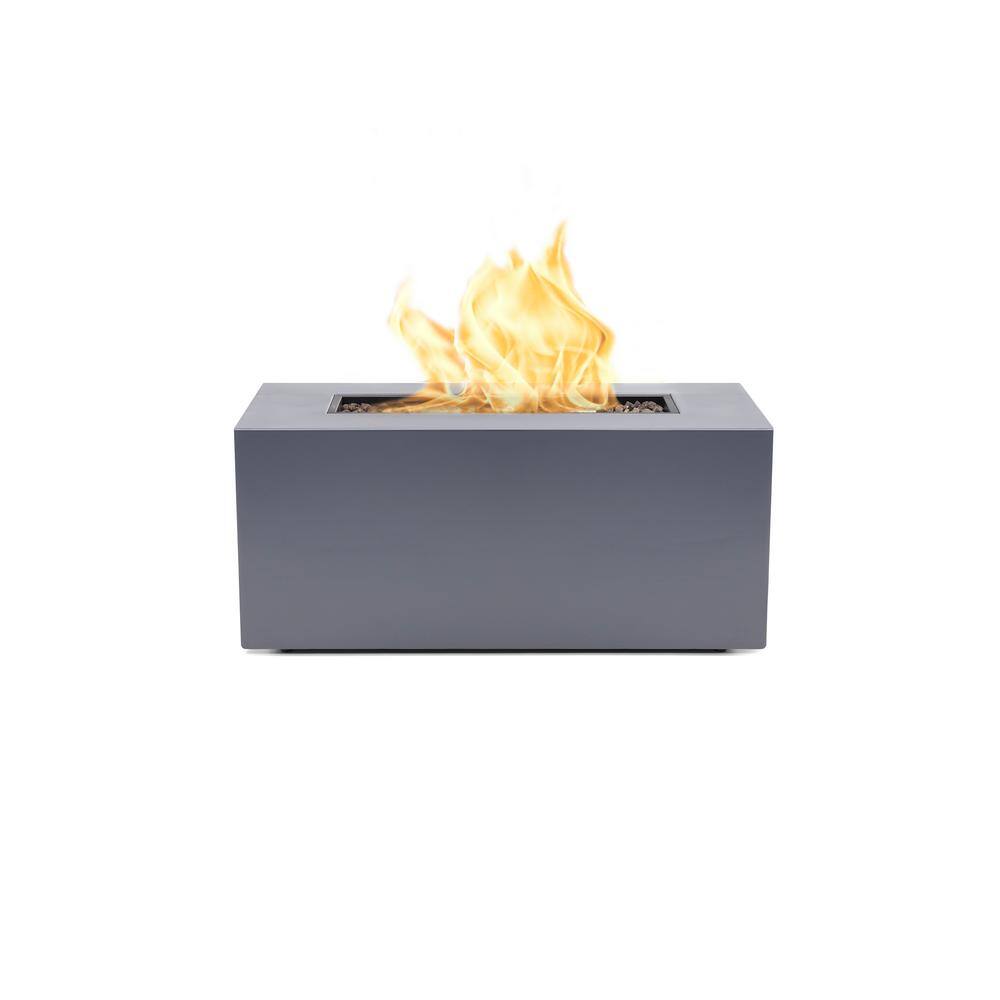 UKIAH Relic 42 in. x 18.5 in. Rectangular Propane Gas Aluminum Home Audio Beat to Music Fire Pit Sound System in Gray