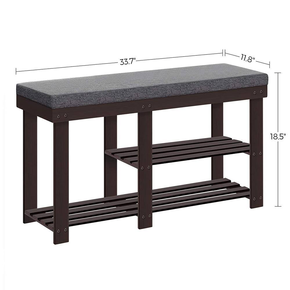 None 18.5 in. H 6-Pair Brown Wood Shoe Rack