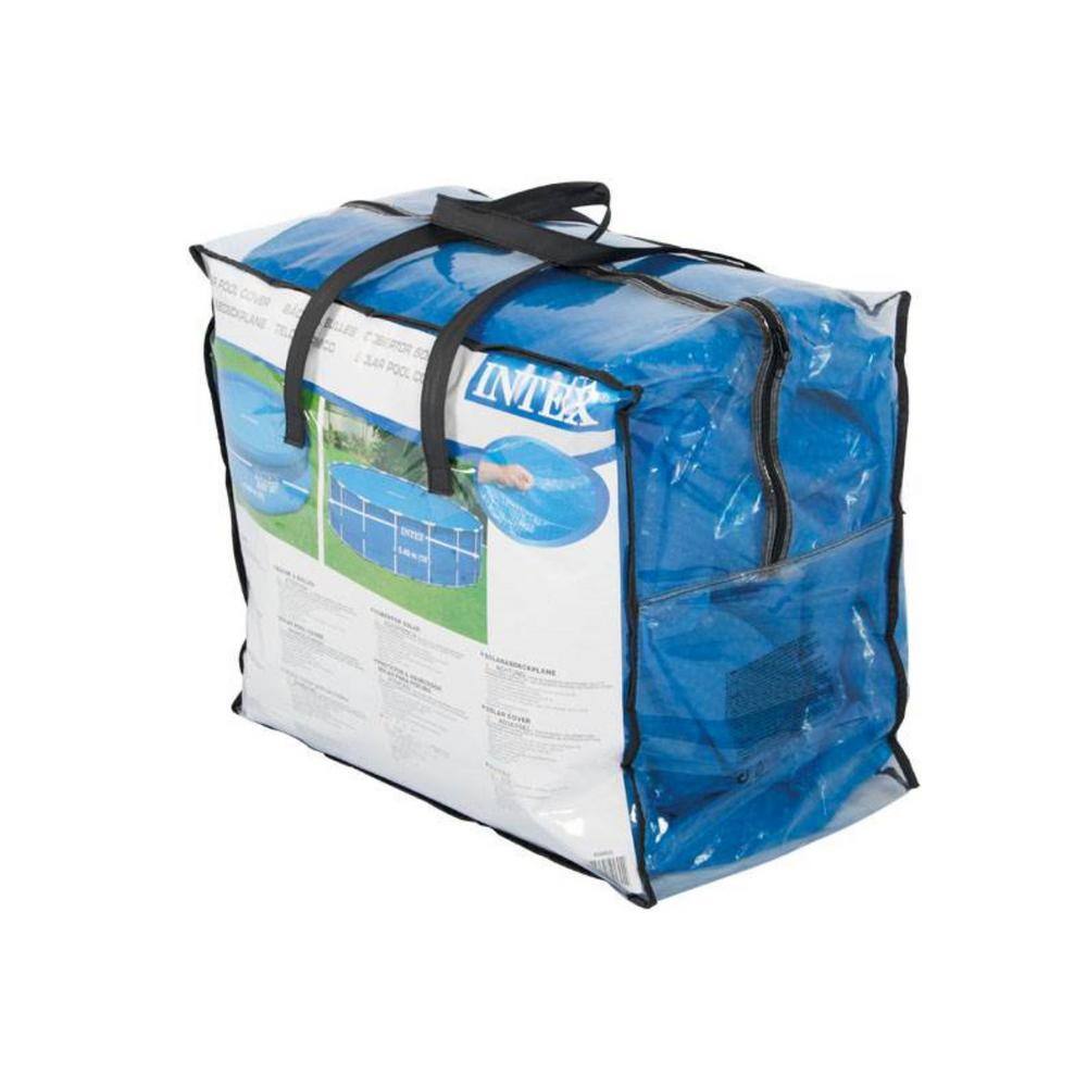 Intex 12 ft. x 30 in. Prism Frame Above Ground Pool with Pool Solar Cover Tarp, Blue