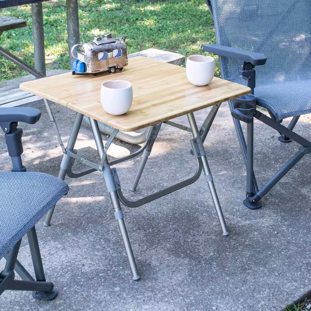 AmeriHome Natural Bamboo, Adjustable Height, 23.5 in. Wide, Folding Table