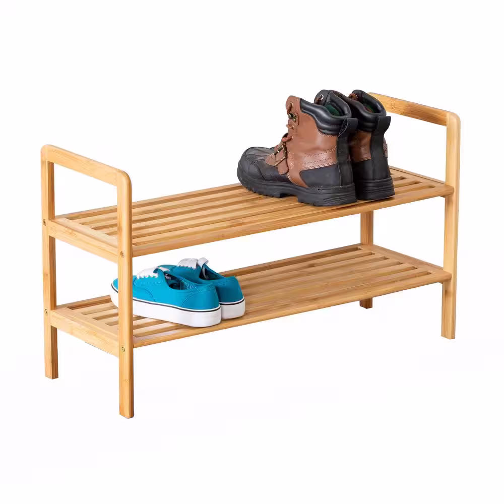 None 15.87 H 8-Pair 1-Tier Brown Bamboo Shoe Rack