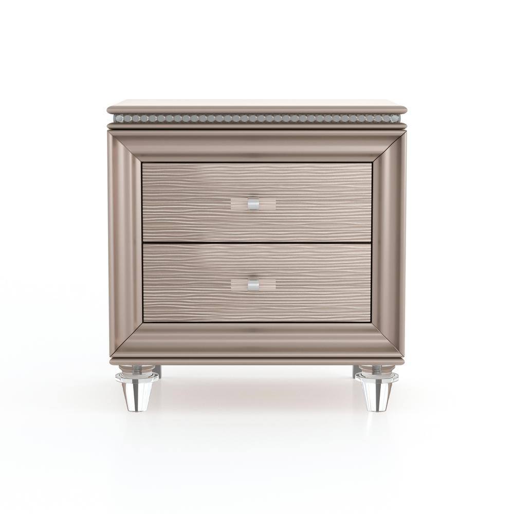 Furniture of America Panella Glam 2-Piece Rose Gold Full Wood Kids Bedroom Set with Trundle