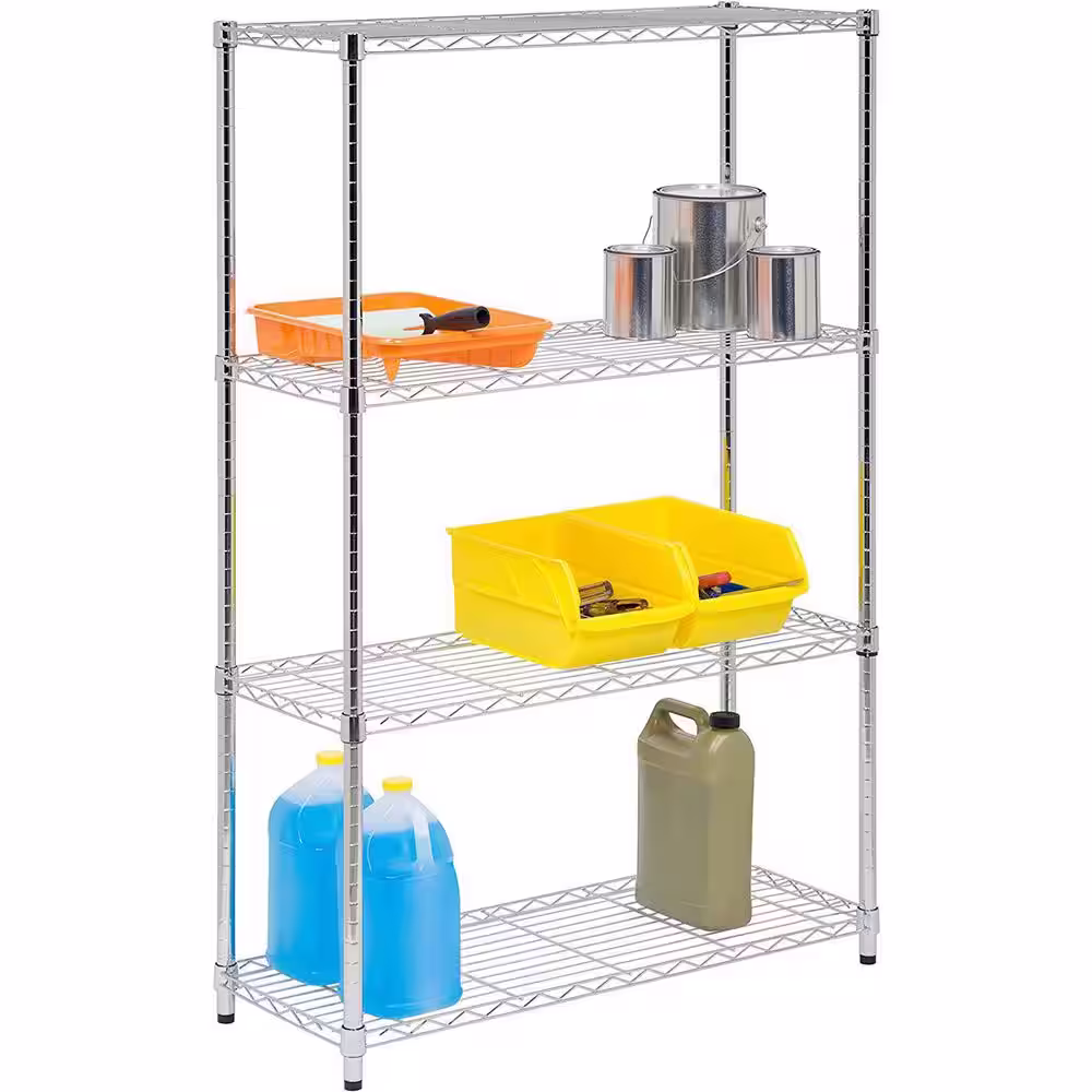 HDX 4-Tier Steel Wire Shelving Unit in Chrome (36 in. W x 54 in. H x 14 in. D)