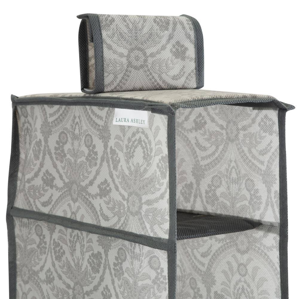 Laura Ashley 47 in. H 10-Pair 10-Tier Gray Polypropylene Shoe Rack