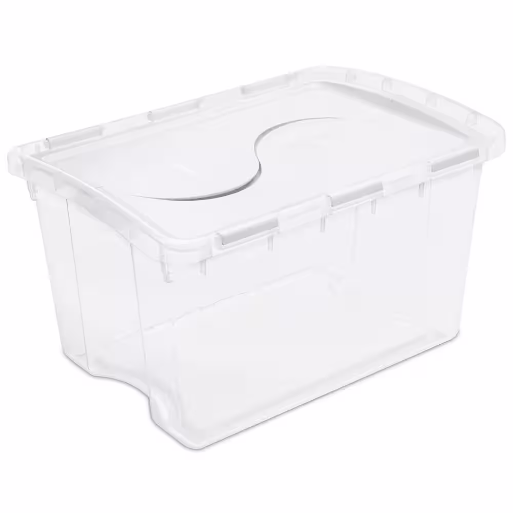 Sterilite 1914 Single 48 Quart Clear Hinged Lid Storage Tote Container (12 Pack)