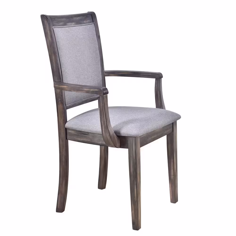 Harper & Bright Designs Gray 7-Piece Rectangular MDF Top Dining Table Set Seats 6 with 4 Upholstered Side Chairs and 2 Upholstered Arm Chairs