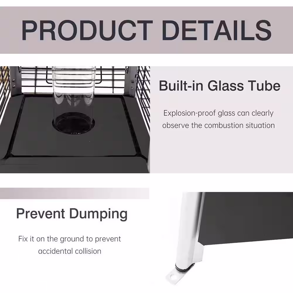 None 41,000 BTU Stainless Steel Pyramid Propane Patio Heater with Wheels