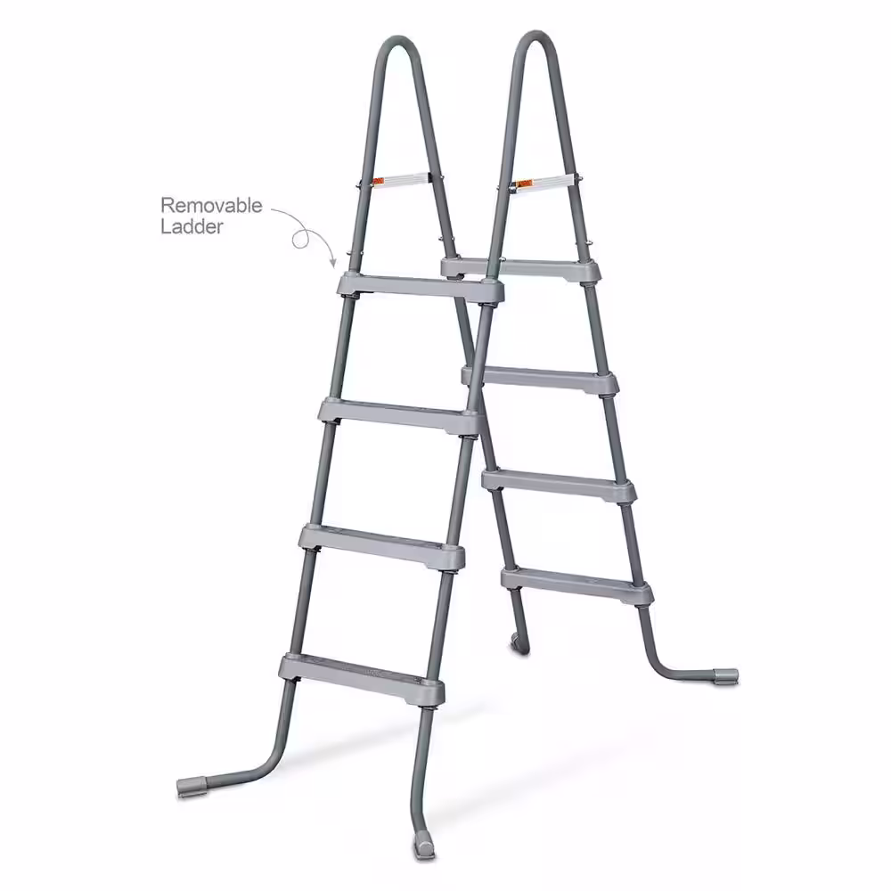 None 16 ft. Round 48 in. Deep Metal Frame Above Ground Pool, Stone Slate