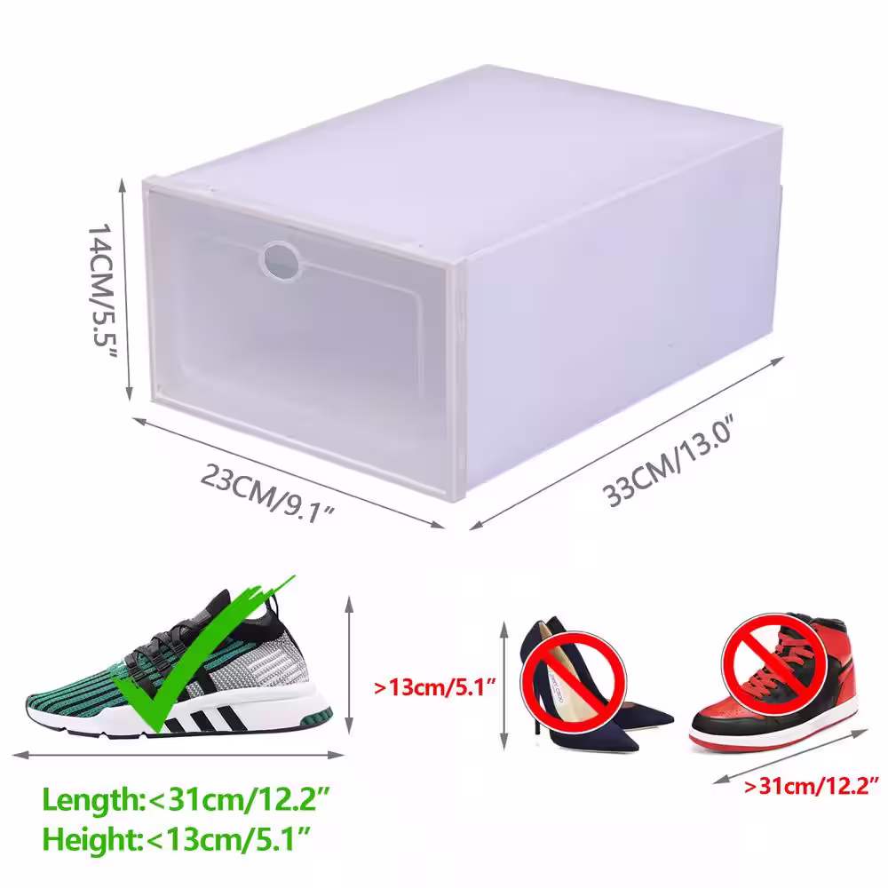 None 20-Pair White Stackable Plastic Shoe Boxes