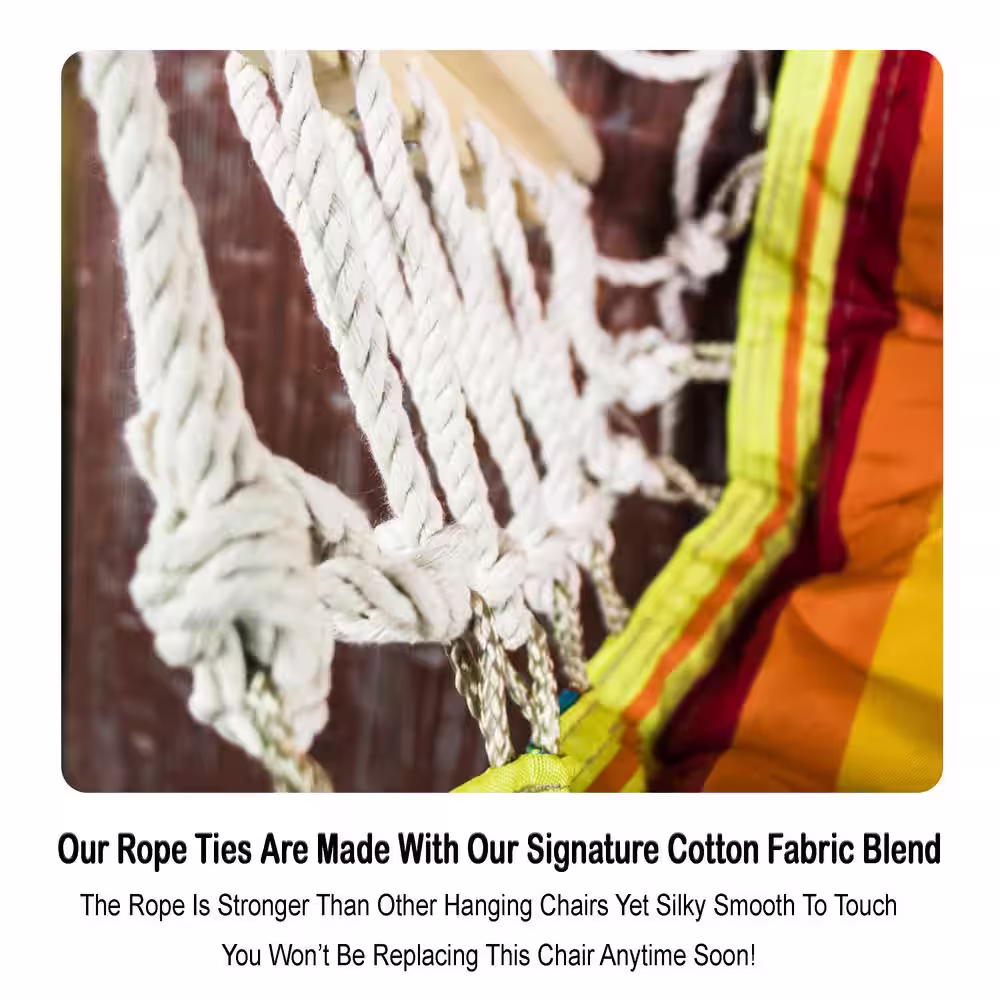 None Hammock Chair with Wooden Armrests in Fruit Stripes