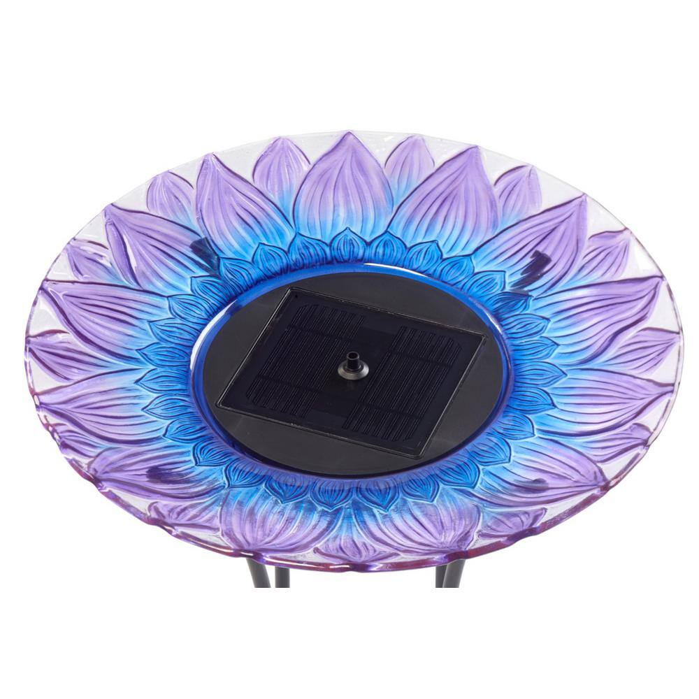 Smart Solar Bell Flower Glass Solar Birdbath