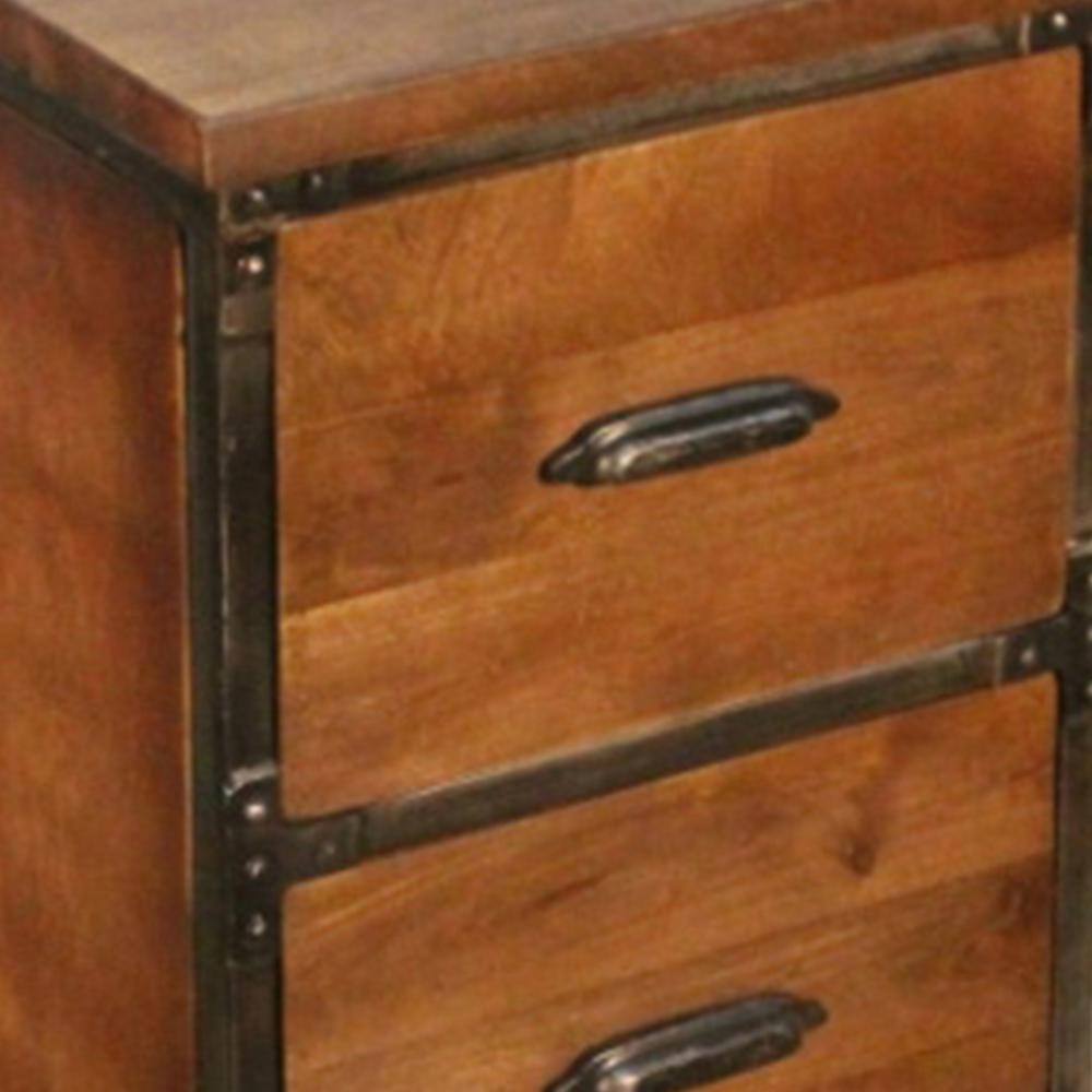 None Rustic 2-Drawer Brown Filing Cabinet