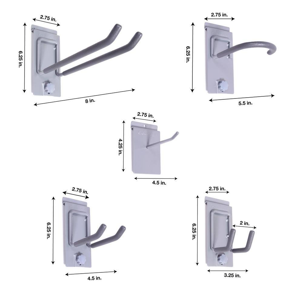 CROWNWALL 48 in. H x 96 in. W Basic Bundle Slatwall Panel Set with Locking Hook Kit in White (20-Piece)