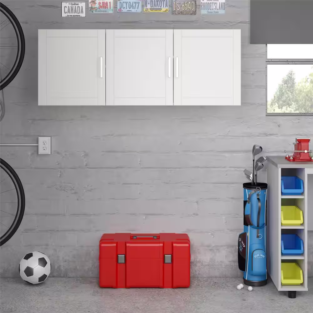Ameriwood Home Particle Board 2-Shelf Wall Mounted Garage Cabinet in White (54 in W x 20 in H x 12 in D)