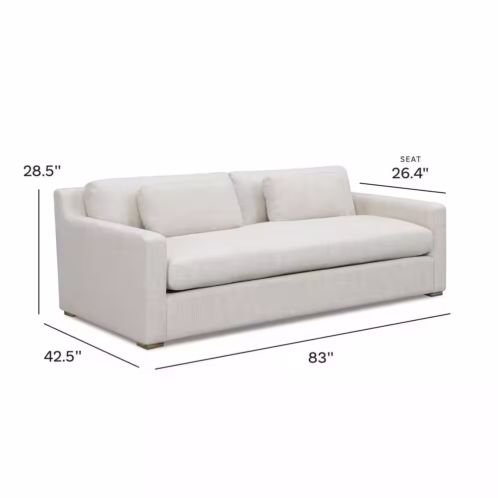 New Heights Augustine 83.5 in. W Slope Arm Linen Blend Straight Sofa in Ivory Oat