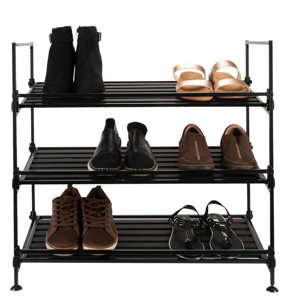 ORGANIZE IT ALL 25.2 H 9-Pair 3-Tier Black Metal Shoe Rack