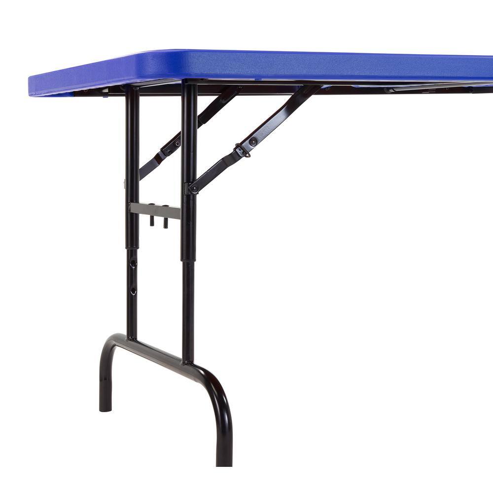 National Public Seating 72 in. Blue Plastic Adjustable Height Folding High Top Table