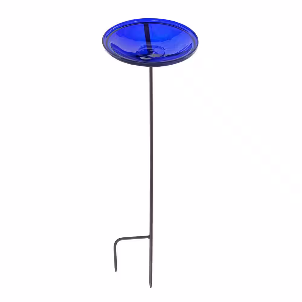 Achla Designs 14 in. Dia Cobalt Blue Reflective Crackle Glass Birdbath Bowl