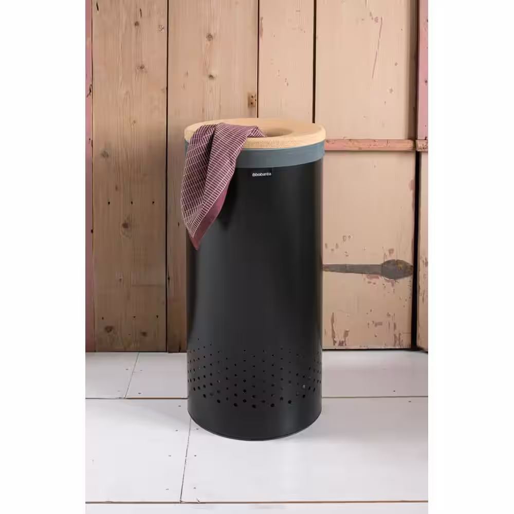 Brabantia 9.2 Gal. (35L) Laundry Hamper Matte Black with Cork Lid