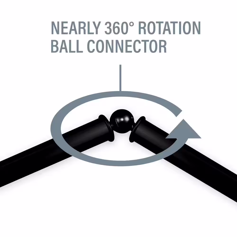 Rod Desyne 87 in. - 160 in. Bay Window Curtain Rod in Black