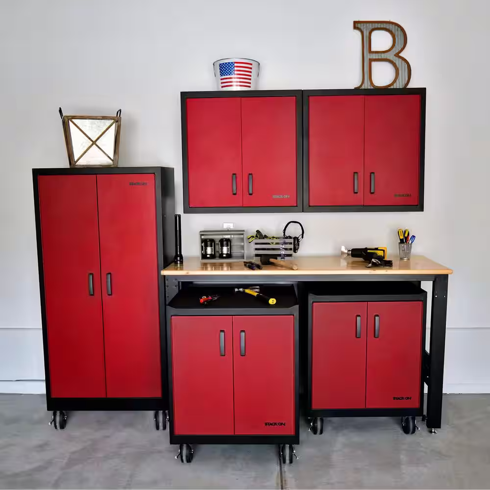 STACK-ON Modular Garage Cabinets with Drawer - Red