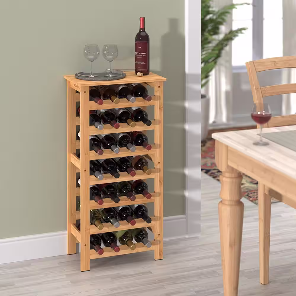 ClosetMaid 28-Bottle Bamboo Wine Rack Free-Standing Shelving Unit