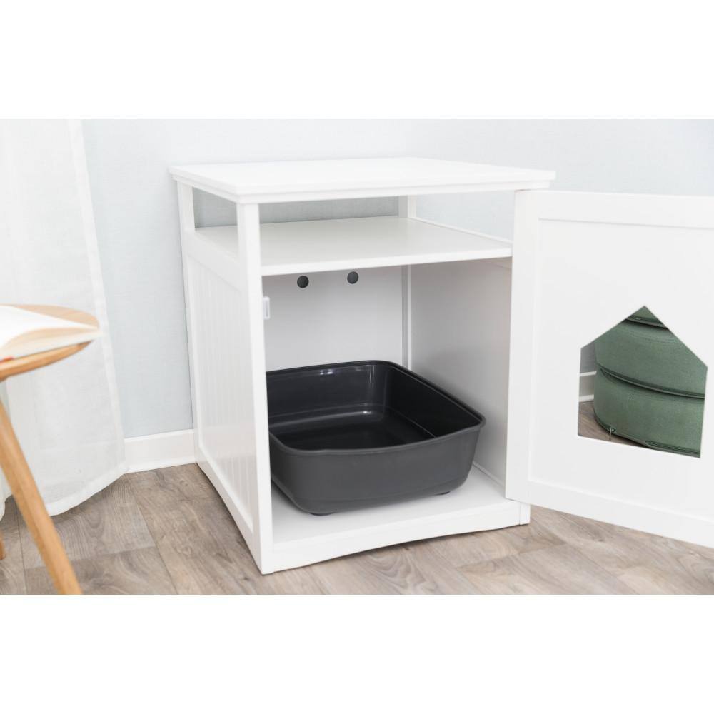 TRIXIE Standard Wood Litter Box Enclosure with Top Shelf in White