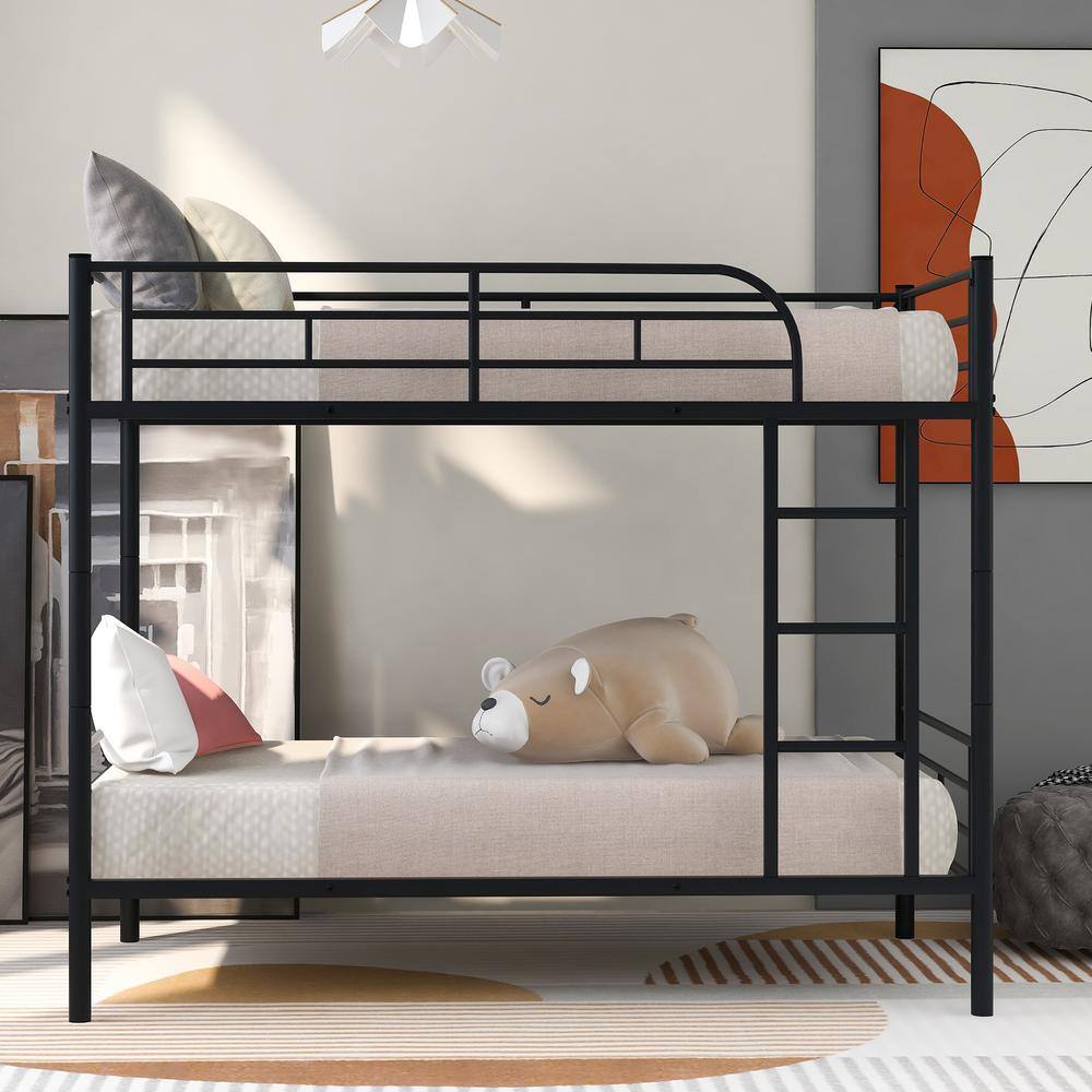 Polibi Black Simple and Durable Twin Over Twin Metal Bunk Bed(78.1 in.L x 41.4 in.W x 65.3 in.H)