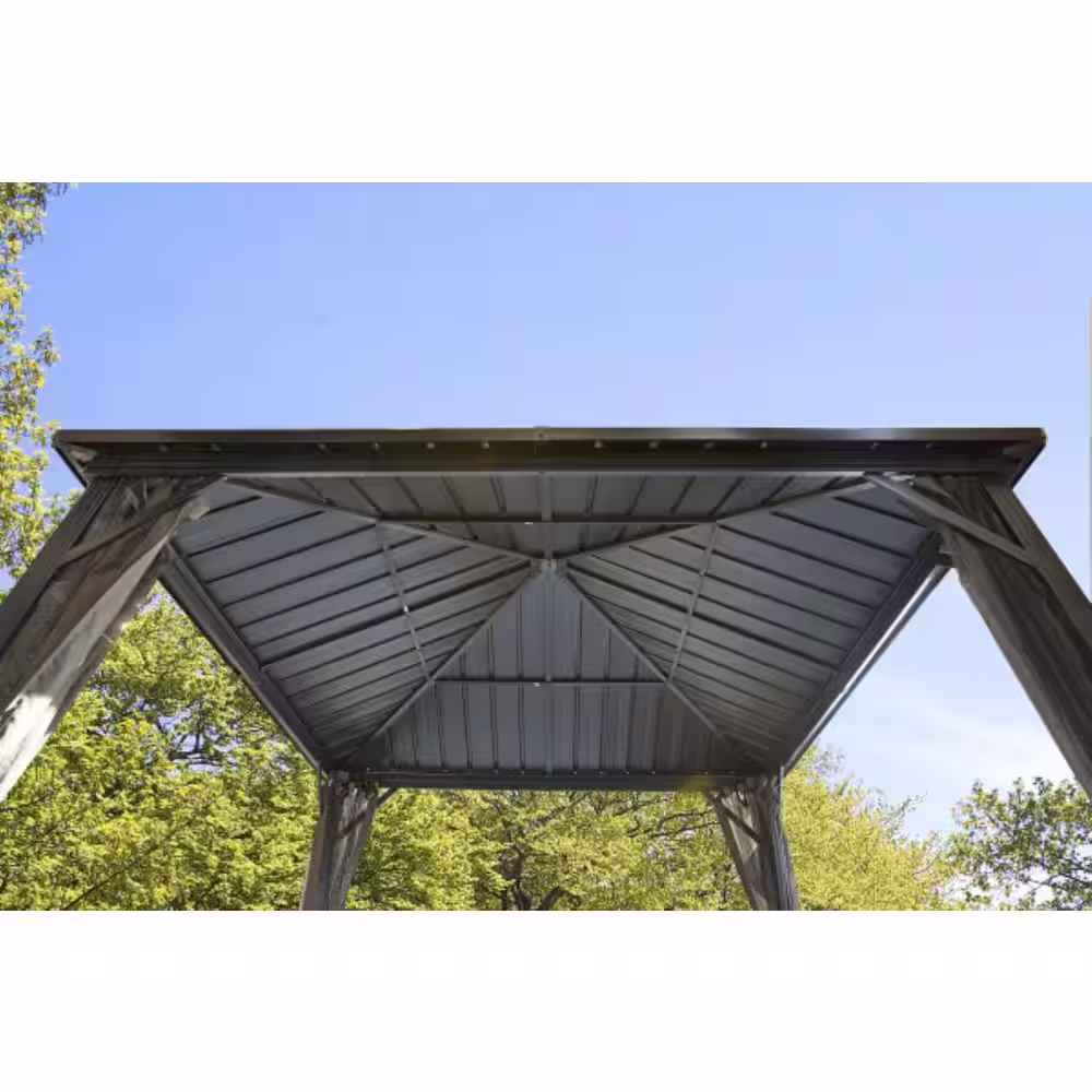 Sojag Dakota 8 ft. x 8 ft. Dark Brown Rustproof Aluminum Framed Gazebo