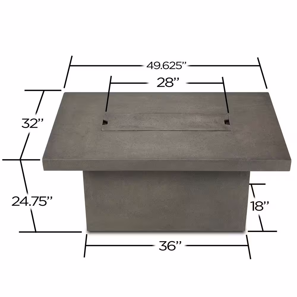 Real Flame Ventura 50 in. x 24 in. Rectangle MGO Propane Fire Pit in Glacier Gray with Natural Gas Conversion Kit