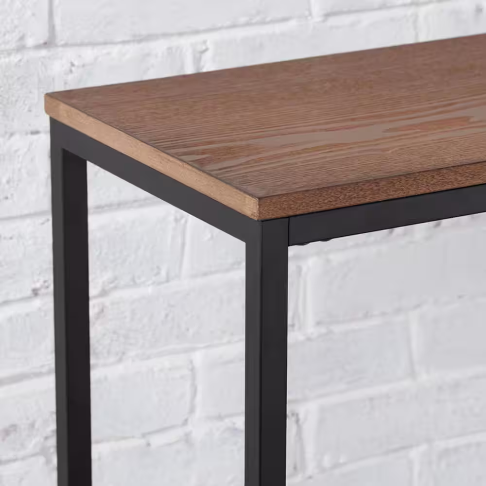 StyleWell Donnelly Black Console Table with Haze Wood Top (48 in. W)