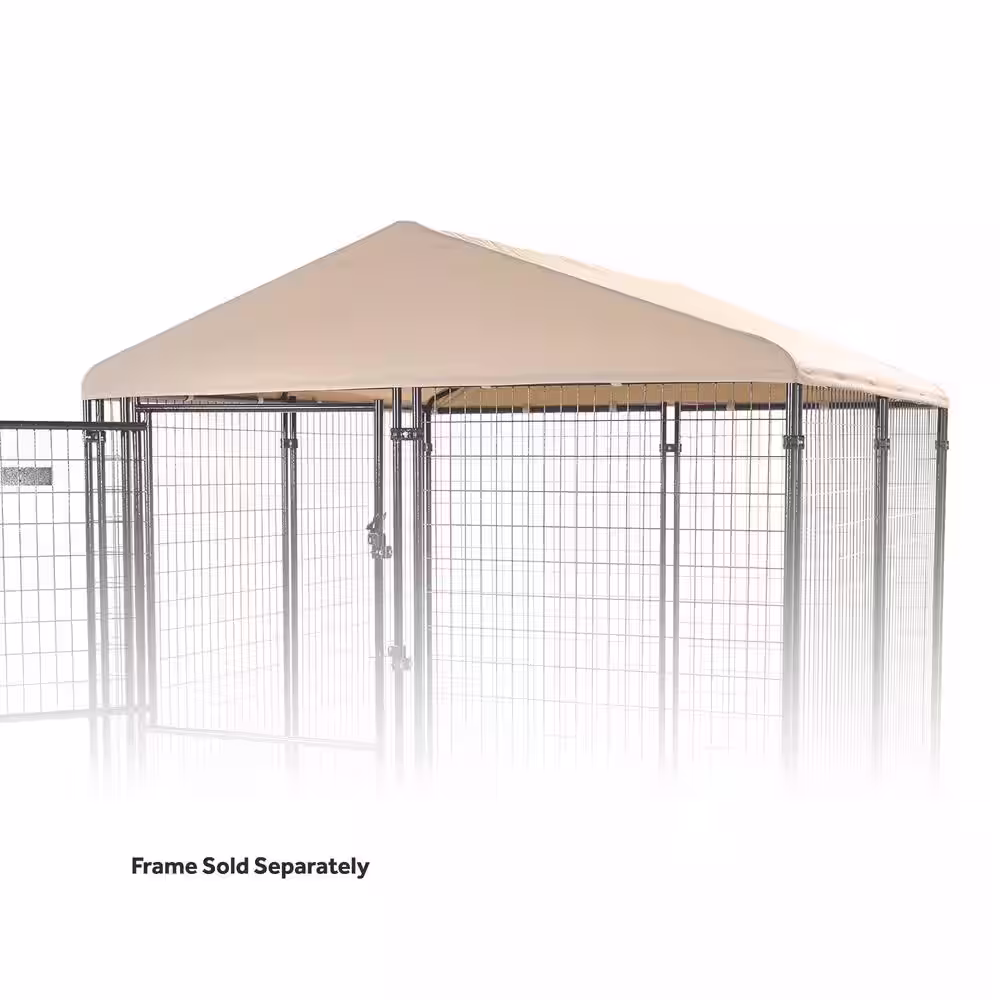 Lucky Dog 8 ft. x 8 ft. Khaki Canopy Executive Coverage Area - 0.0015-Acres In-Ground Kennel Cover