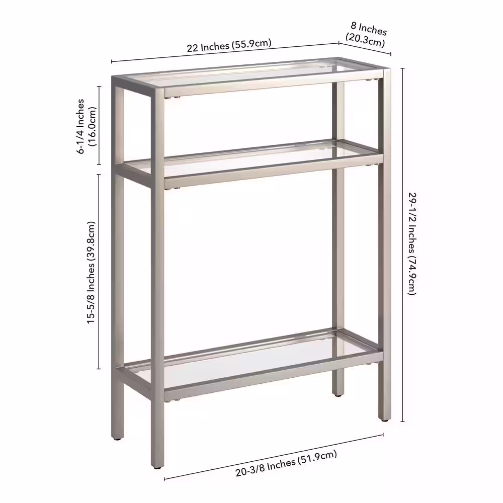 Meyer&Cross Sivil 22 in. Satin Nickel Rectangle Glass Console Table