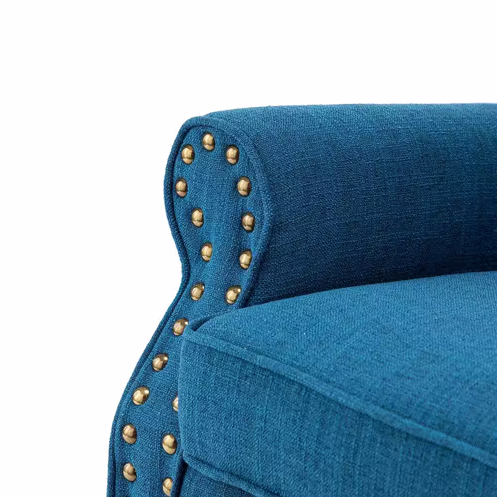 JAYDEN CREATION Macedonia Navy ArmChair with Nailhead Trim (Set of 2)