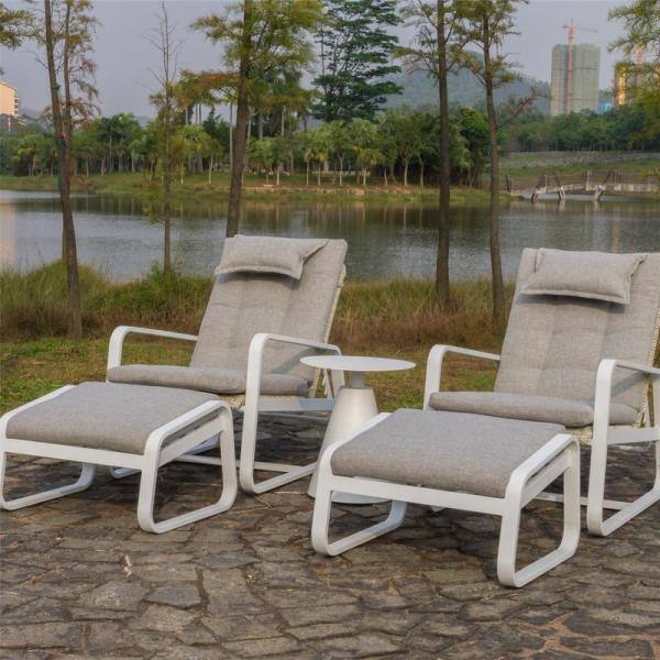 None 5 Piece Aluminum Frames Outdoor Bistro Seating Set with Gray Cushions
