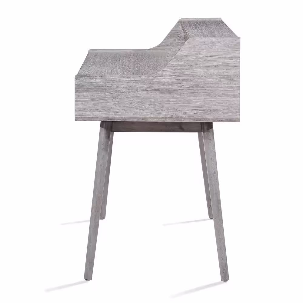 Noble House Brenda 47.24 in. Rectangular Grey Oak Wood 1-Drawer Desk with Bookcase