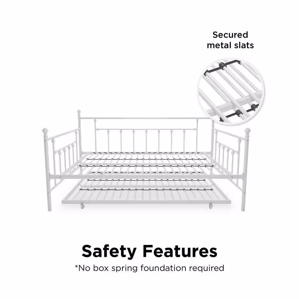 DHP Mia Queen Daybed and Full Trundle Set, White