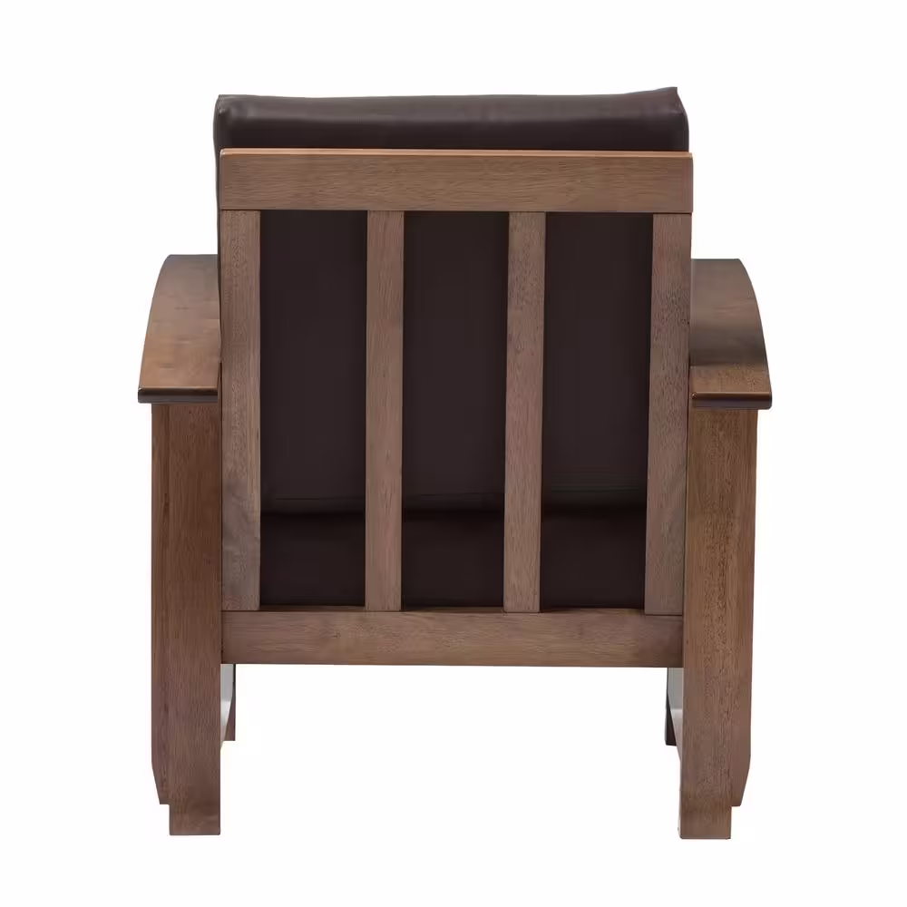 Baxton Studio Charlotte Dark Brown Faux Leather Upholstered Accent Chair