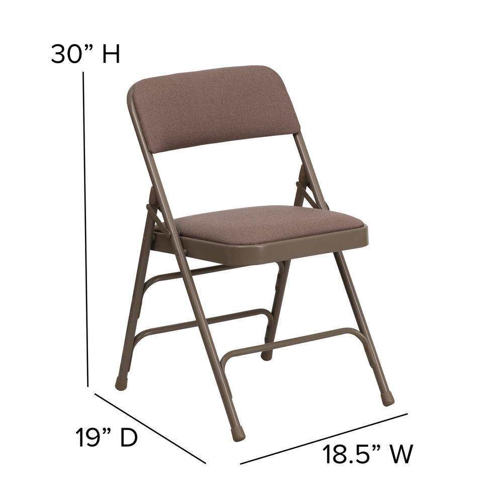 Flash Furniture Hercules Series Curved Triple Braced & Double Hinged Beige Fabric Upholstered Metal Folding Chair