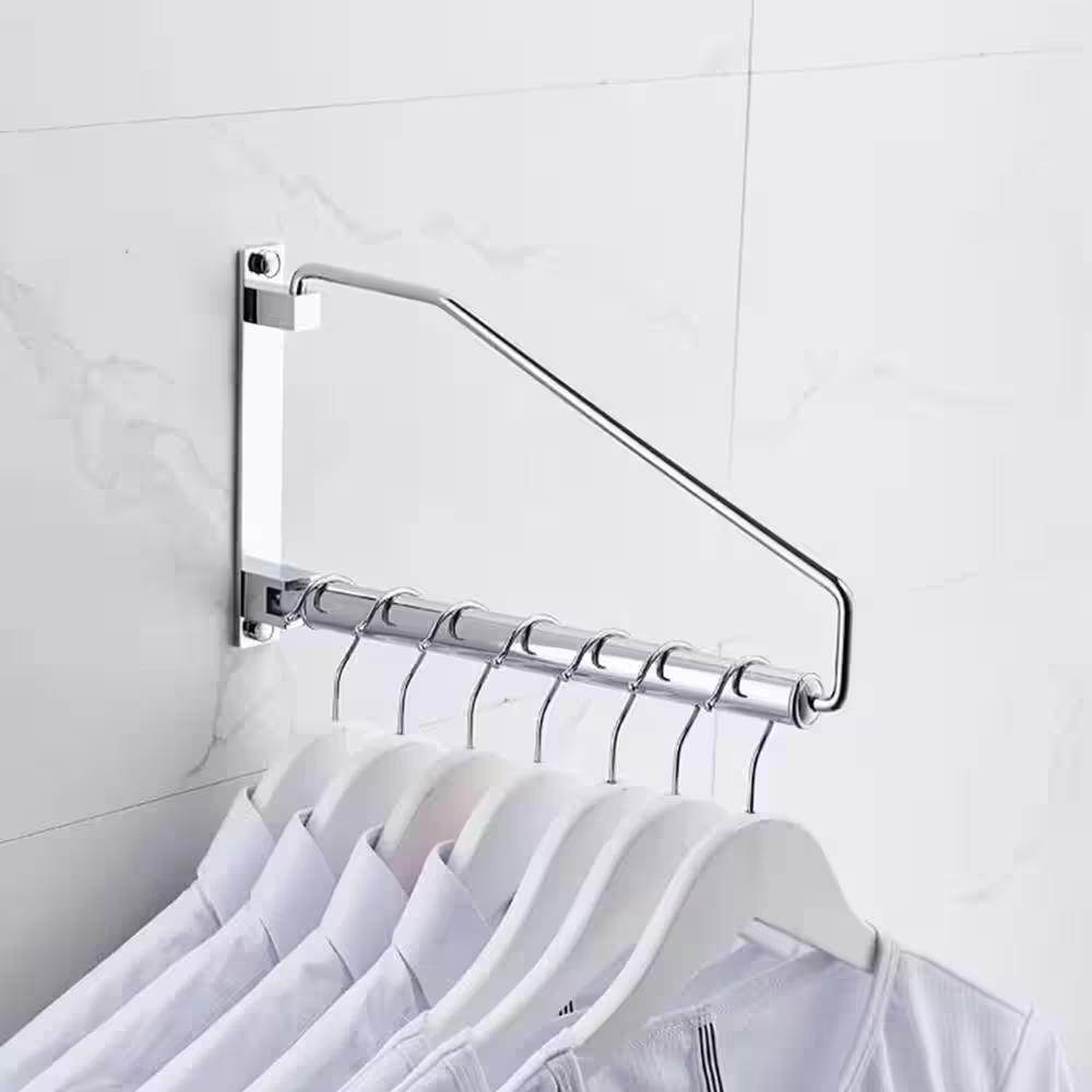 None Rotatable Silver Brass Wall Mounted Clothes Rack 12.2 in. x 7.08 in.