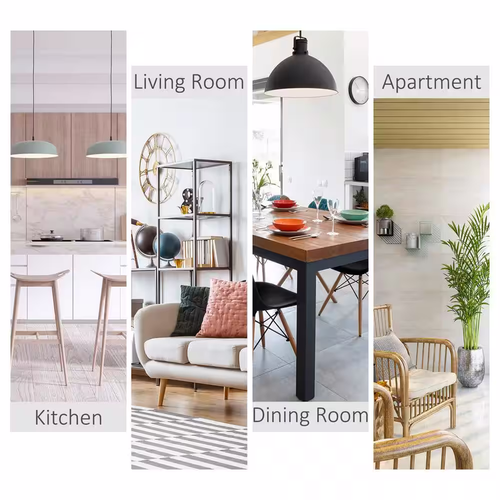 HOMCOM 5-Piece Walnut Counter-Height Dining Table Set with Footrests and Metal Legs