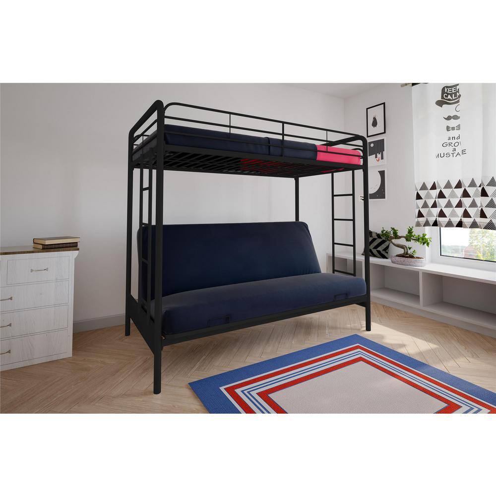 DHP Easton Black Metal Twin Over Futon Bunk Bed
