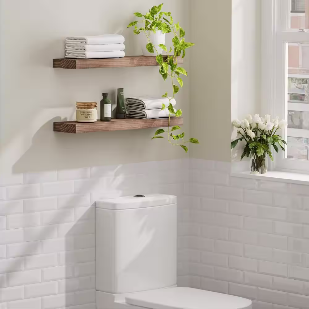 None 5.9 in. x 23.6 in. x 1.5 in. Brown Wood Wall Shelves