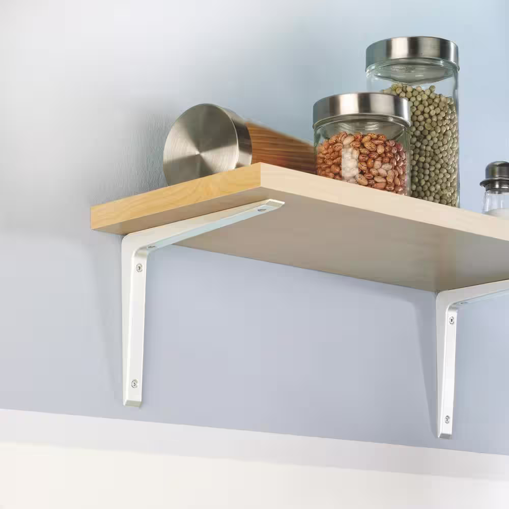 Dolle PURIST 5.9 in. White Aluminum Shelf Bracket Set of 2