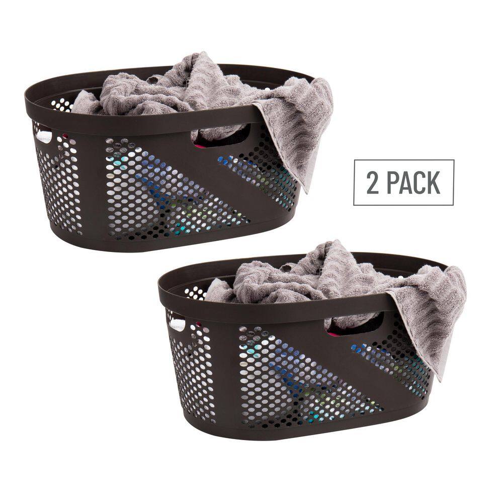 Mind Reader Basket Collection, Laundry Basket, 40 Liter (10kg/22lbs) Capacity, Cut Out Handles, Set of 2, Brown