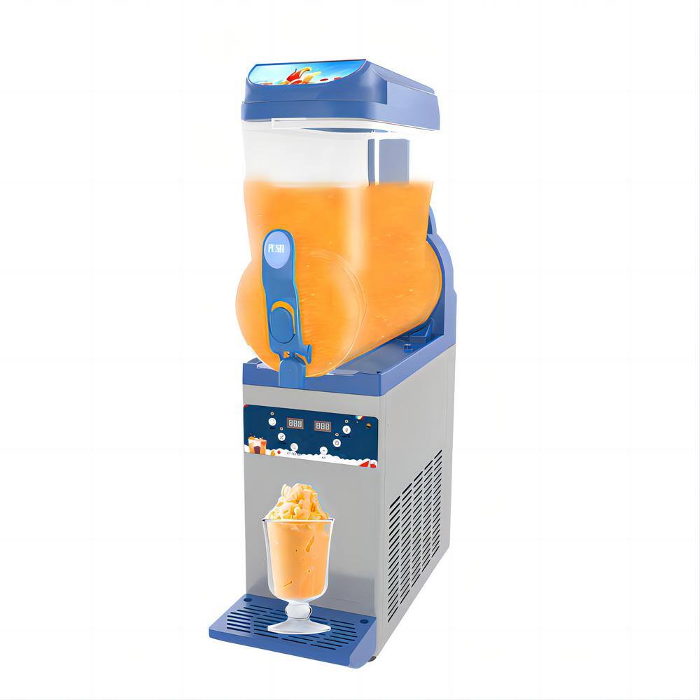 Phivve 528 oz. Blue and Silver Snow Cone Machine with 15 L Tank Commercial Slushy Machine, 500W