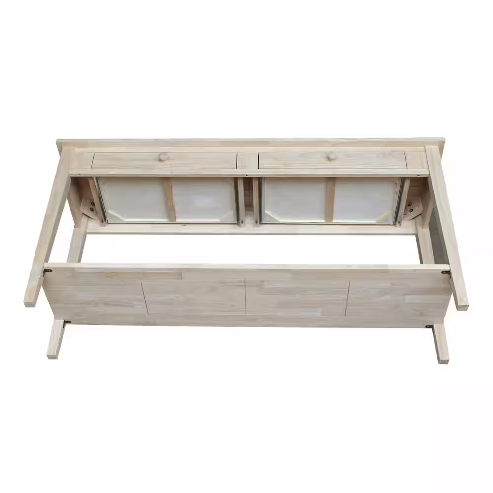 International Concepts Spencer 60 in. Unfinished Standard Rectangle Wood Console Table with Drawers
